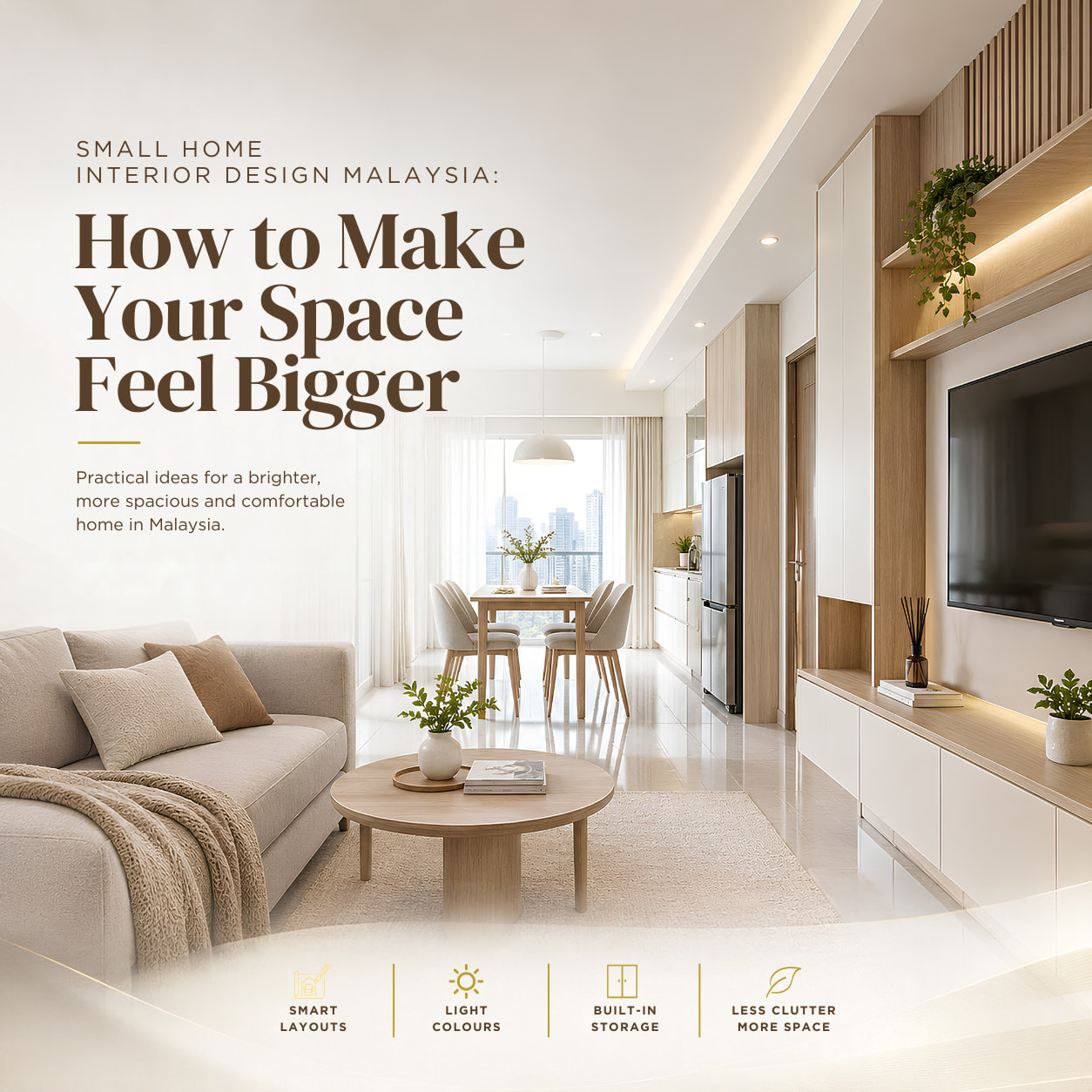Small home interior design Malaysia with custom built-in cabinets by Ji Build